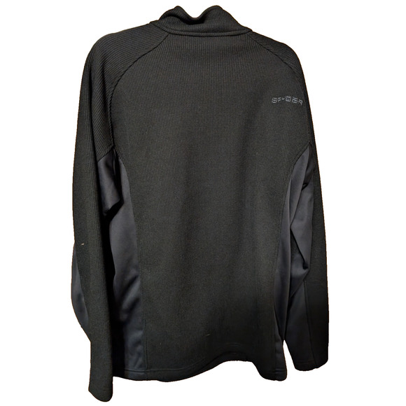 Spyder Sweater Mens Black 1/2 Zip Thermal Fleece Pullover Waffle Knit XL EUC - Picture 2 of 5